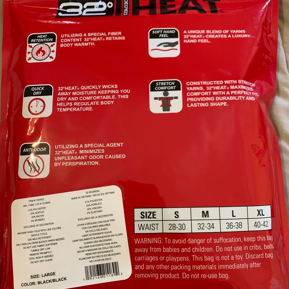 NWT. 32 Degrees Heat.    MEN'S 2 Pack LIGHTWEIGHT LEGGING Large - Picture 6 of 6